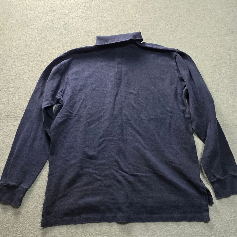 Polo Ralph Lauren Mens Long Sleeve Polo Shirt Navy Blue Red Pony Cotton‎ Large